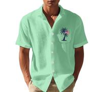 Camicie hawaiane da uomo - Camicie patriottiche da uomo con bandiera americana e design palme - Casual Boho Style 4 luglio camicie per il giorno dell'indipendenza, 4, S