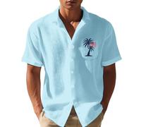 Camicie hawaiane da uomo - Camicie patriottiche da uomo con bandiera americana e design palme - Casual Boho Style 4 luglio camicie per il giorno dell'indipendenza, 6, 4XL