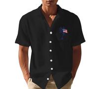 Camicie hawaiane da uomo - Camicie patriottiche da uomo con bandiera americana e design palme - Casual Boho Style 4 luglio camicie per il giorno dell'indipendenza, 1, S