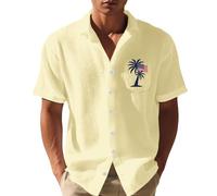 Camicie hawaiane da uomo - Camicie patriottiche da uomo con bandiera americana e design palme - Casual Boho Style 4 luglio camicie per il giorno dell'indipendenza, 3, L