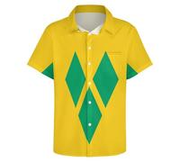 Camicie Hawaiane Da Uomo Con Tasca Frontale Stampa Bandiera Di Saint Vincent E Grenadine Casual A Maniche Corte Con Bottoni Per Le Vacanze In Spiaggia Top Estivi Aloha Vestibilità Regolare Taglia S