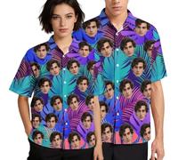 Camicie Hawaiane da Uomo Personalizzate, Camicie Hawaiane Personalizzate con Faccia Fotografica per Uomo, Camicie con Foto Personalizzate Camicie Abbottonate a Maniche Corte Regali per Uomo Fidanzato