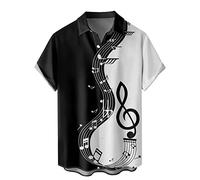 Camicie hawaiane da uomo UK con note musicali camicie estive a maniche corte con bottoni camicia da spiaggia fresca traspirante camicia elegante da vacanza leggera abiti estivi personalizzati