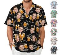 Camicie Hawaiane Personalizzate per Uomo Camicie Hawaiane Divertenti Personalizzate con Volto Camicie Abbottonate Casual a Maniche Corte con Stampa Tropicale Estiva da Spiaggia Personalizzate per Uomo