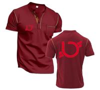 Camicie Henley da Uomo A Manica Corta per B.i.m.o.t.a T-Shirt Casual Basic Polo Classiche alla Moda Top Leggeri con Bottoni Red-1 S