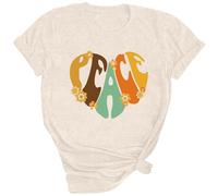 Camicie hippie estive da donna per la pace e l'amore per le donne Amore e pace Uscire Top atletici allentati 2026 T-shirt casual vestibilità ampia T-shirt vintage a maniche corte alla moda carino