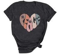 Camicie hippie estive da donna per la pace e l'amore per le donne Amore e pace Uscire Top atletici allentati 2026 T-shirt casual vestibilità ampia T-shirt vintage a maniche corte alla moda carino