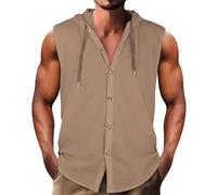 Camicie in lino da uomo, top da palestra da uomo, senza maniche, camicia in lino a maniche corte da uomo, camicia da spiaggia bianca magliette casual con scollo a V, top da palestra top casual da
