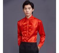 Camicie In Raso Per Uomini Top In Sete Finta Lucidi Festa Danza Performance Coro