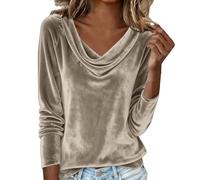 Camicie in Velluto Donna Camicia Capodanno Casual Camicie Curvy Velluto Tinta Unita Magliette Cerimonia con Scollo a V Autunno Primavera Maglie a Maniche Lunghe Lavoro alla Moda Slim Fit