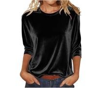 Camicie in Velluto Donna Pullover Casual in Velour Blusa Girocollo Eleganti Autunno Primavera Camicetta Velluto Curvy alla Moda T-Shirt a Maniche Lunghe Lavoro Tinta Unita Slim Fit