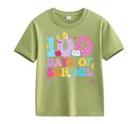 Camicie Natale Girls and Boys Casual Short Sleeved T Shirt 100 Days of School Opening 100 Days Anniversary Personality Loose Short Sleeved Maglia da donna, Ag., 2-3 Jahre