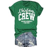 Camicie natalizie da donna Merry Christmas Santa Claus Funny Hoilday Print T-Shirts Graphic Tee Top, 25verde-2, M