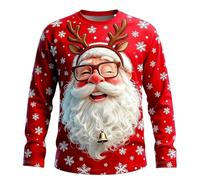 Camicie Natalizie da Uomo Casual Camicie Divertente Stampata Girocollo Brutto Maglioni Uomo Natalizi Cotone Maglia Top Natalizio con Stampa 3D di Babbo Natale Slim Fit Maglione Maniche Lunghe Oversize