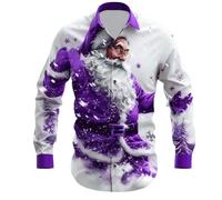 Camicie natalizie da uomo divertente stampa Babbo Natale pupazzo di neve camicia di Natale brutta renna grafica 3D top da uomo novità albero di Natale scintillante manica lunga button down t-shirt