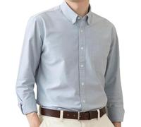 Camicie Oxford da Uomo con Colletto Button-Down, Camicia Casual A Maniche Lunghe con Taschino sul Petto, Disponibile in 5 Colori(Light Blue,S)