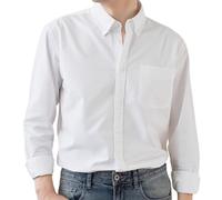 Camicie Oxford da Uomo con Colletto Button-Down, Camicia Casual A Maniche Lunghe con Taschino sul Petto, Disponibile in 5 Colori(White Color,4XL)