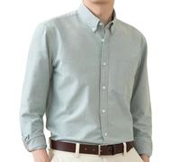 Camicie Oxford da Uomo con Colletto Button-Down, Camicia Casual A Maniche Lunghe con Taschino sul Petto, Disponibile in 5 Colori(Light Green,M)