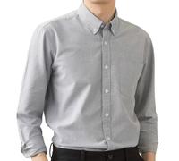 Camicie Oxford da Uomo con Colletto Button-Down, Camicia Casual A Maniche Lunghe con Taschino sul Petto, Disponibile in 5 Colori(Gray Color,S)