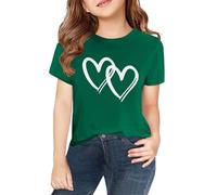 Camicie per bambine, taglia 12, primavera, estate e autunno, per bambini, ragazzi e ragazze, stampa personalizzata 2D, girocollo, comoda, casual, a maniche corte, per danza (verde, 10-11 anni)