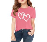 Camicie per bambine, taglia 12, primavera, estate e autunno, per bambini, ragazzi e ragazze, stampa personalizzata 2D, girocollo, comoda, casual, a maniche corte, per danza (rosa, 12-13 anni)