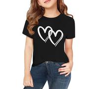 Camicie per bambine, taglia 12, primavera, estate e autunno, per bambini, ragazzi e ragazze, stampa personalizzata 2D, girocollo, comoda, casual, a maniche corte, per danza (nero, 10-11 anni)