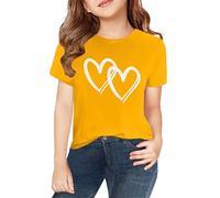 Camicie per bambine, taglia 12, primavera, estate e autunno, per bambini, ragazzi e ragazze, stampa personalizzata 2D, girocollo, comoda, casual, a maniche corte, danza (giallo, 2-3 anni)