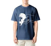 Camicie per coppia di San Valentino, metà cuore, da uomo, a maniche corte, girocollo, in cotone, con grafica, top alla moda, per viaggi, Blu scuro, L