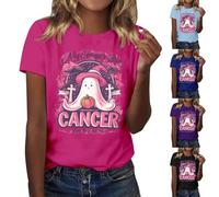 Camicie per Halloween Cancro al Seno per le Donne Divertente Fantasma T-shirt Plus Size Costumi di Halloween Top Manica Corta Girocollo Camicetta Pullover Spaventoso Festival Abiti Abbigliamento, Rosa