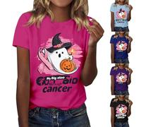 Camicie per il cancro al seno di Halloween per le donne magliette fantasma carino taglie forti costumi di Halloween manica corta zucca top girocollo camicetta pullover spaventoso festival abiti