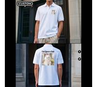 Camicie polo bianche personalizzate per uomo. Aggiungi disegni sia sul davanti che sul retro. Aggiungi le tue foto (paesaggi/stemmi/foto di coppia/foto di famiglia/selfie/animali domestici, ecc.). Reg