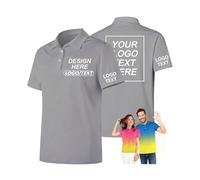Camicie Polo Personalizzate per Uomo Donna - Designa il Tuo Proprio Logo Personalizzato da Golf, Testo, Nome Stampato Fronte Retro, grigio, S/5XL