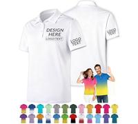 Camicie Polo Personalizzate per Uomo Donna - Designa il Tuo Proprio Logo Personalizzato da Golf, Testo, Nome - Stampa Frontale e Posteriore, bianco, S/5XL