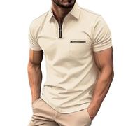 Camicie Polo Uomo UK a Maniche Corte Business Bluse con Collo a Zip Maglia con Tasche con Tasche Regolare con Collo Ribaltato T-shirt Confortevole Traspirante Estiva Top a Colore Solido Leggero