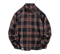 Camicie scozzesi da uomo a maniche lunghe camicia button down giacca di flanella t-shirt western cowboy top camicetta da lavoro casual 2025, Navy Plaid Camicia Uomo, XXL