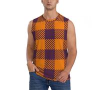 Camicie senza maniche da uomo, canotte autunnali con grafica a quadri di bufalo da uomo, per corsa, allenamento, palestra, canotte da uomo, Nero, M