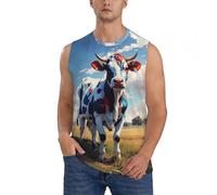 Camicie senza maniche da uomo, canotte colorate con grafica di mucca, da uomo, per corsa, allenamento, palestra, da uomo, Nero, XL