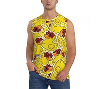 Camicie senza maniche da uomo, canotte con grafica con occhiali da sole a forma di anatra con stelle, canotte da corsa, allenamento, palestra, da uomo, Nero, M