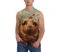 Camicie senza maniche da uomo, canotte da uomo con grafica a forma di porcellino d'India, per corsa, allenamento, palestra, da uomo, Nero, S