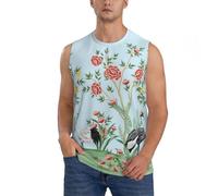 Camicie senza maniche da uomo, canotte da uomo con grafica floreale con palme e palme, canotte da corsa, allenamento, palestra, canotte da uomo, Nero, XL
