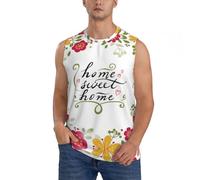 Camicie senza maniche da uomo, canotte da uomo con grafica floreale Home Sweet Home, per corsa, allenamento, palestra, da uomo, Nero, XXL