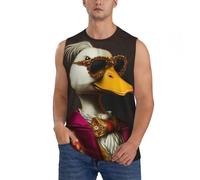 Camicie senza maniche da uomo, canotte da uomo in stile nobile con grafica a papera, per corsa, allenamento, palestra, canotte da uomo, Nero, 3XL