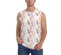 Camicie senza maniche da uomo, canotte grafiche da uomo, a righe, cacatua pappagallo, colorate, per corsa, palestra, allenamento, nero, M