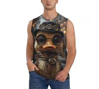 Camicie senza maniche da uomo, canotte vintage da uomo con grafica con anatra, canotte da corsa, allenamento, palestra, canotte da uomo, Nero, S