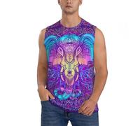 Camicie senza maniche da uomo - Canottiera da uomo con elefante in stile tribale grafica, per corsa, allenamento, palestra, Nero, 3XL