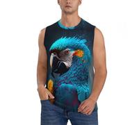 Camicie senza maniche da uomo, stile moderno, canotte con grafica pappagallo blu, canotte da uomo, per corsa, allenamento, palestra, canotte da uomo, Nero, M