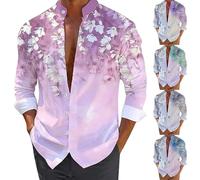 Camicie stampate da uomo a maniche lunghe da uomo camicie floreali a maniche lunghe con bottoni camicia a fantasia vestibilità regolare camicia da sposa grande e alta top da sposa abito da lavoro top