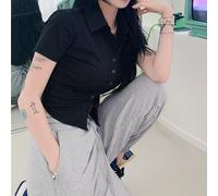 Camicie stile preppy crop blusa bianca basic maniche corte top da donna