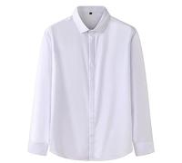 Camicie Taglie Forti Da Uomo - Camicia Classica Allentata Da Uomo Camicia Elegante Da Lavoro Con Bottoni Nascosti Camicia Bianca Casual Elasticizzata A Maniche Lunghe Camicia Sociale Monopetto Tagl