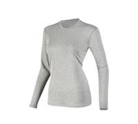 Camicie termiche a maniche lunghe foderate in pile da donna, maglietta intima a girocollo foderata in pile per la stagione fredda, grigio, L